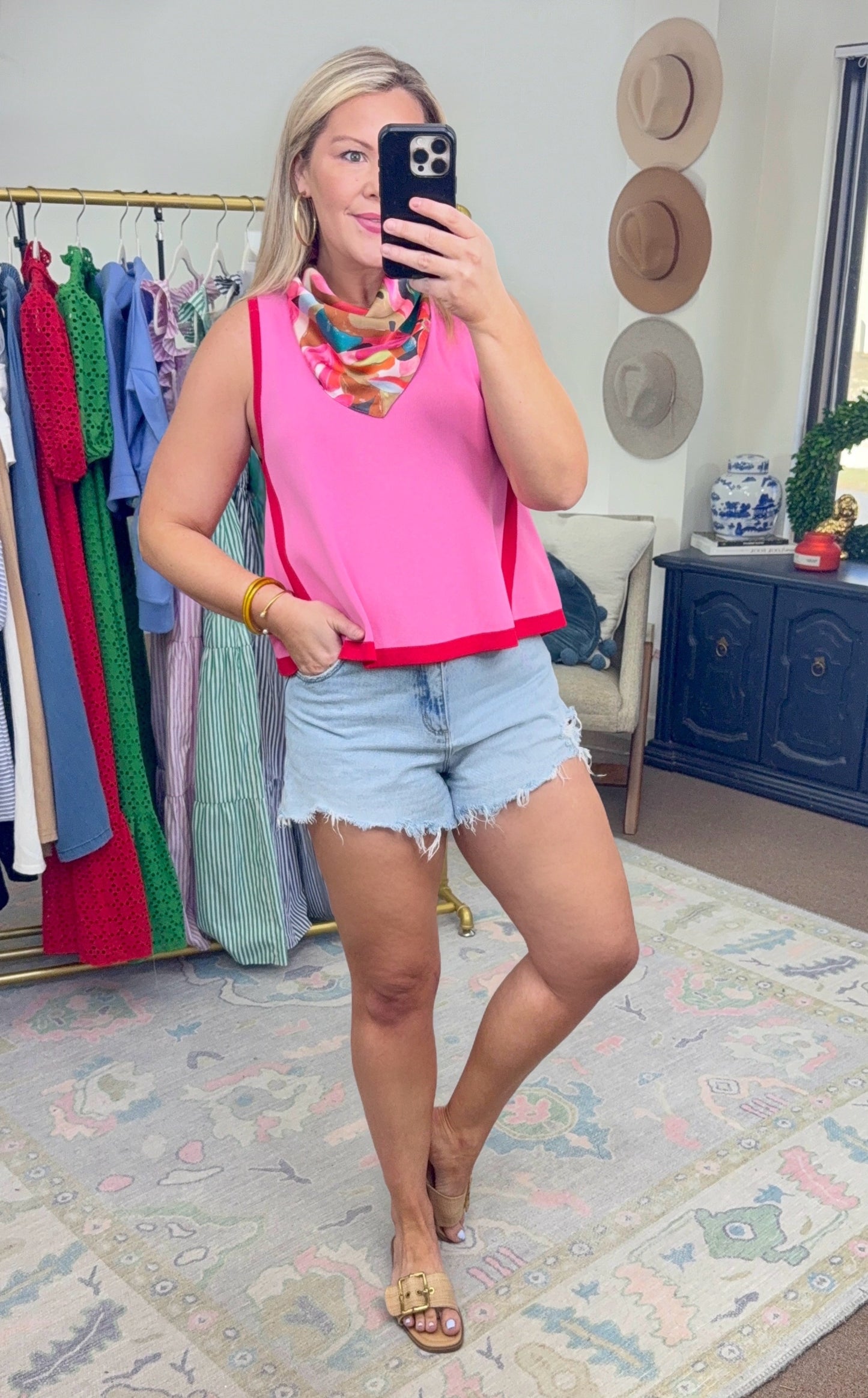 Polished Pop Contrast Swing Top