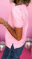 Pink Puff Sleeve Collar Top