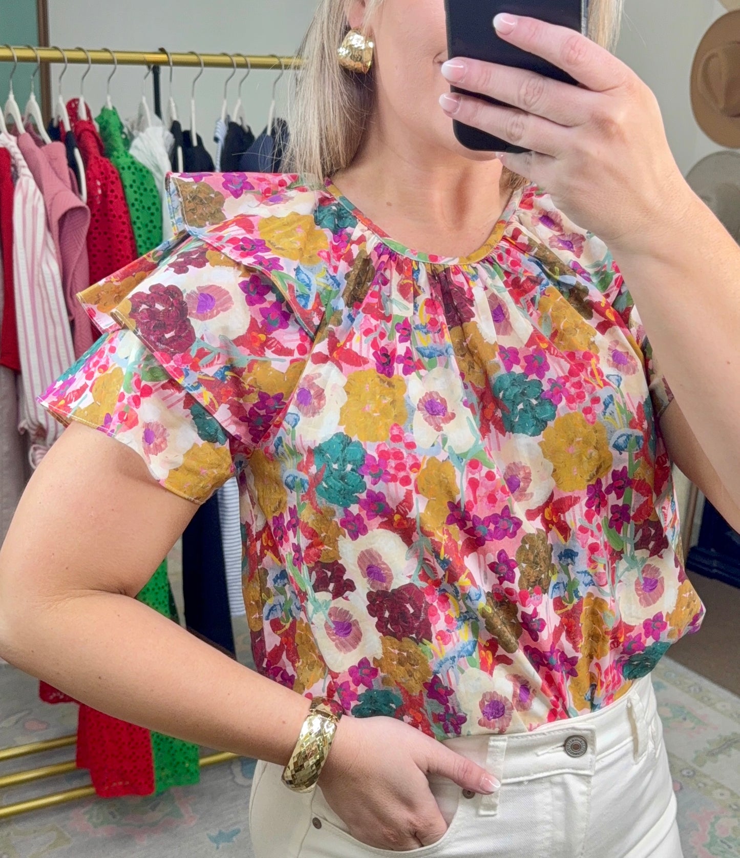 ENTRO: Precious Petals Watercolor Blouse