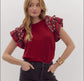 Make It Merry Tartan Pearl Ruffle Top