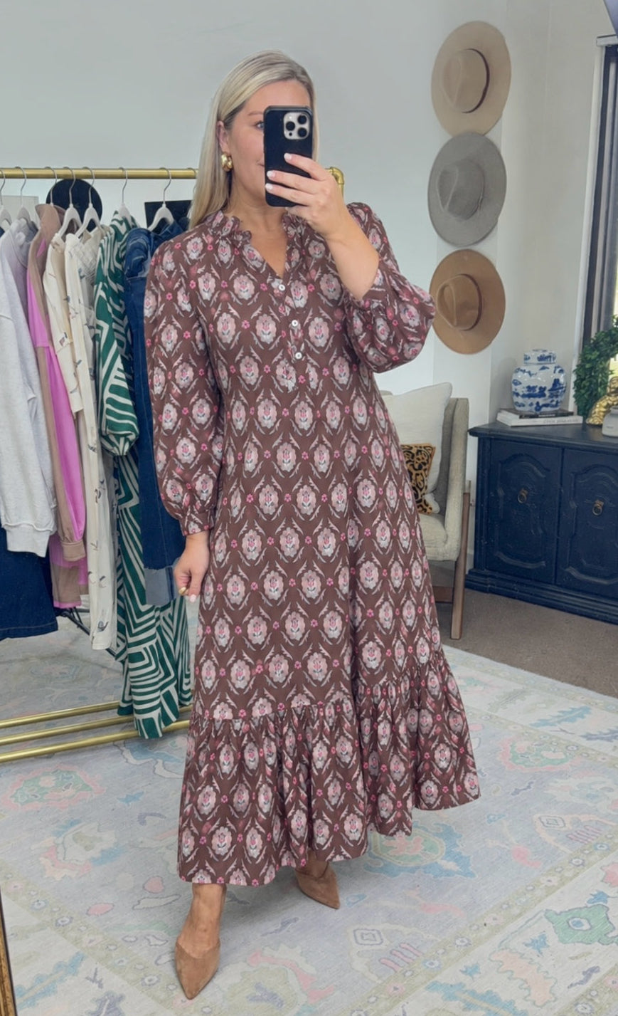Petals & Prose Floral Print Midi Dress