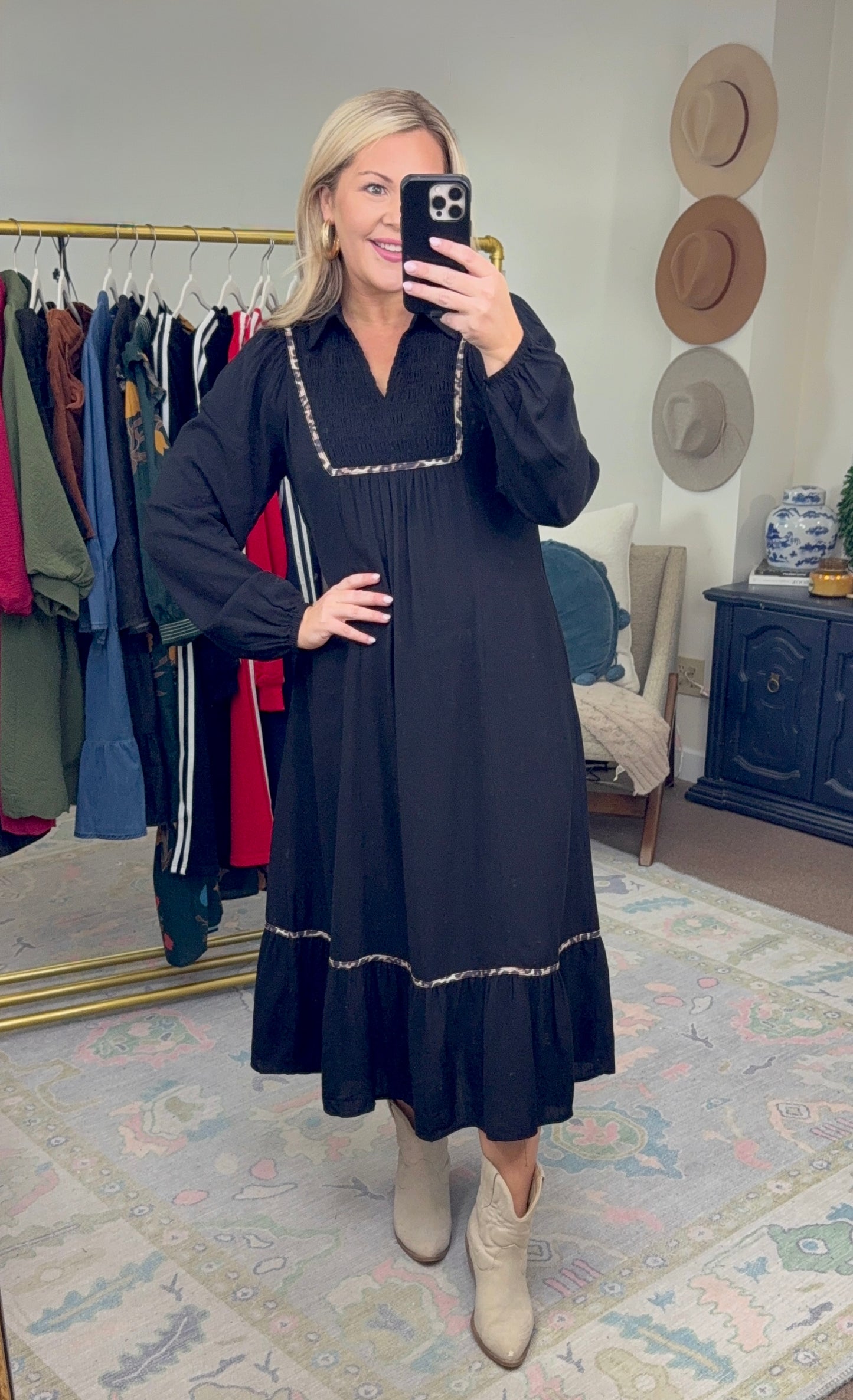 **MORE COLORS** More Than Words Leopard Trim Midi Dress