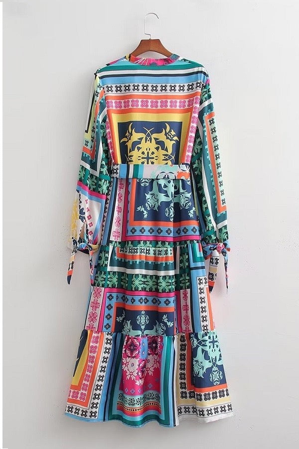 Multi Print Tiered Dress