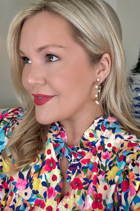 A Little Something Raffia Pearl Hoop Earrings