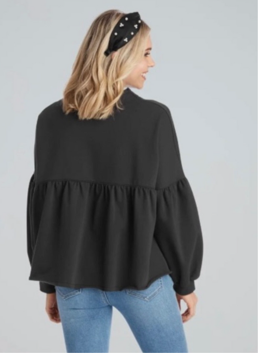 MUD PIE: Love You More Peplum Flounce Pullover
