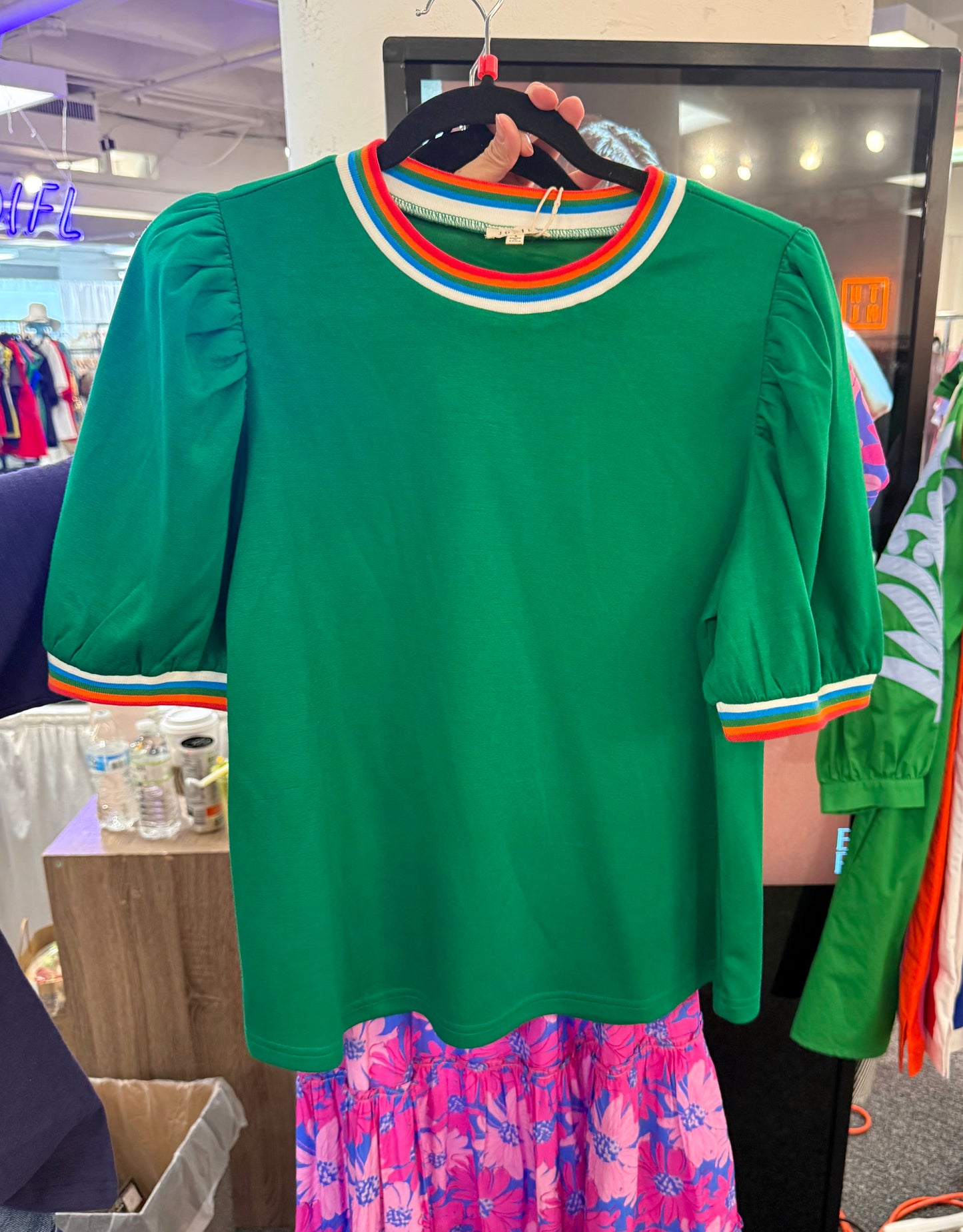 Lucky Me Color Block Puff Sleeve Top