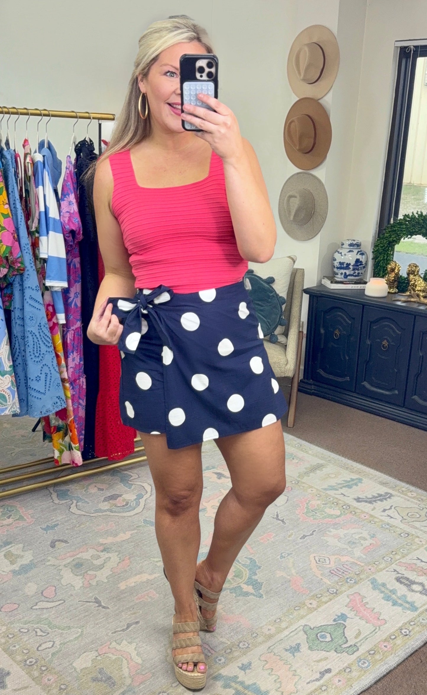 On the Dot Polka Dot Wrap Skort