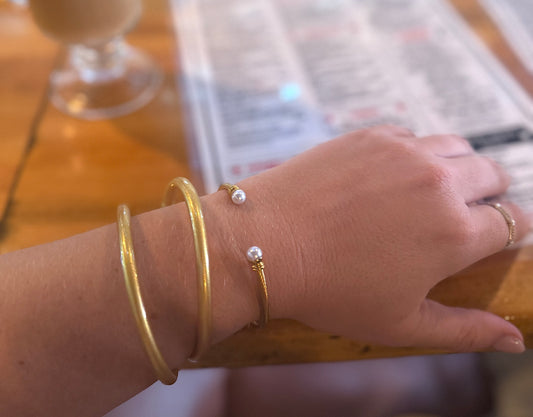 Sweet Addition Pearl Coil Cuff Bracelet