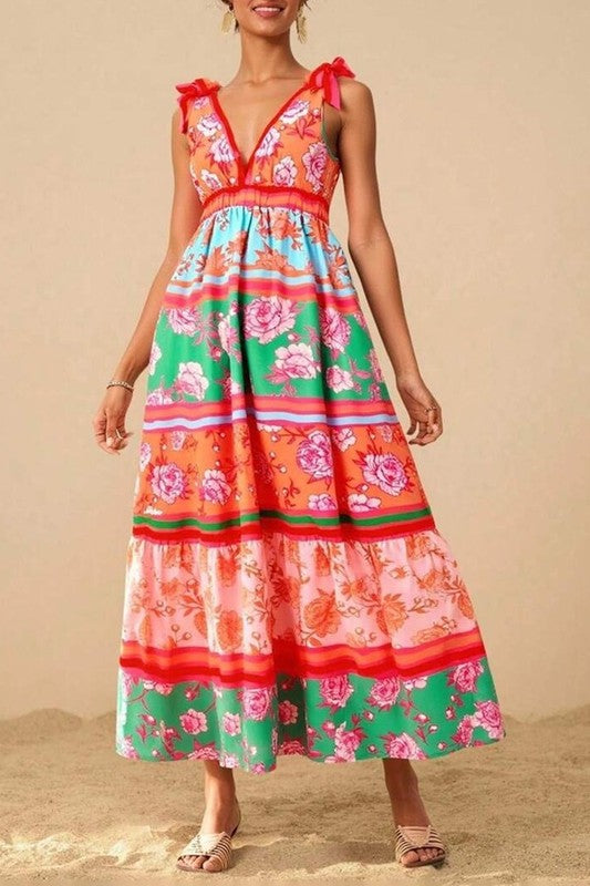 Sunny Day Soiree Print Tiered Dress