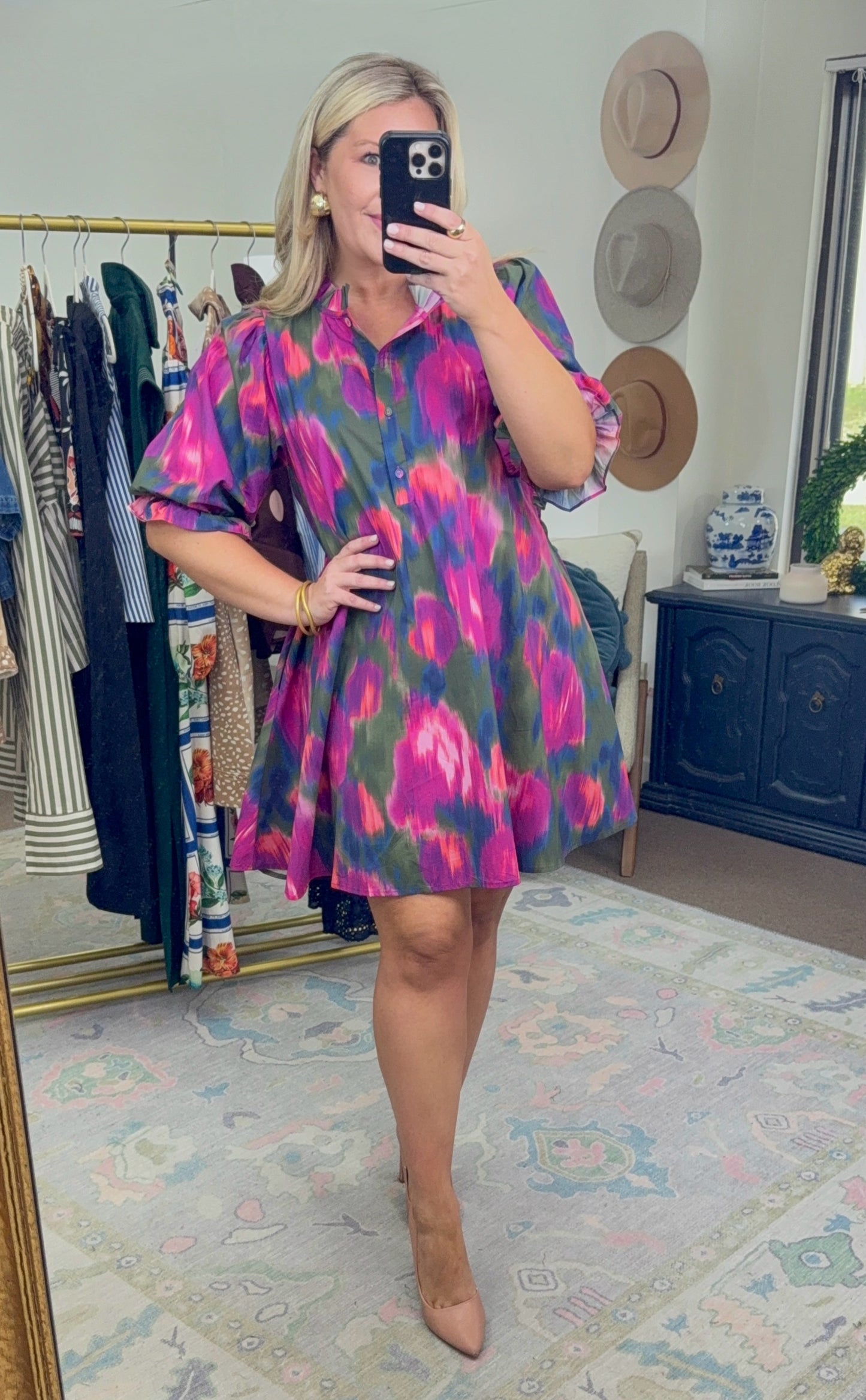 Abstract in Awe Watercolor Print Dress