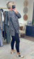 Fanning Split Side Pullover Top in Gray Leopard