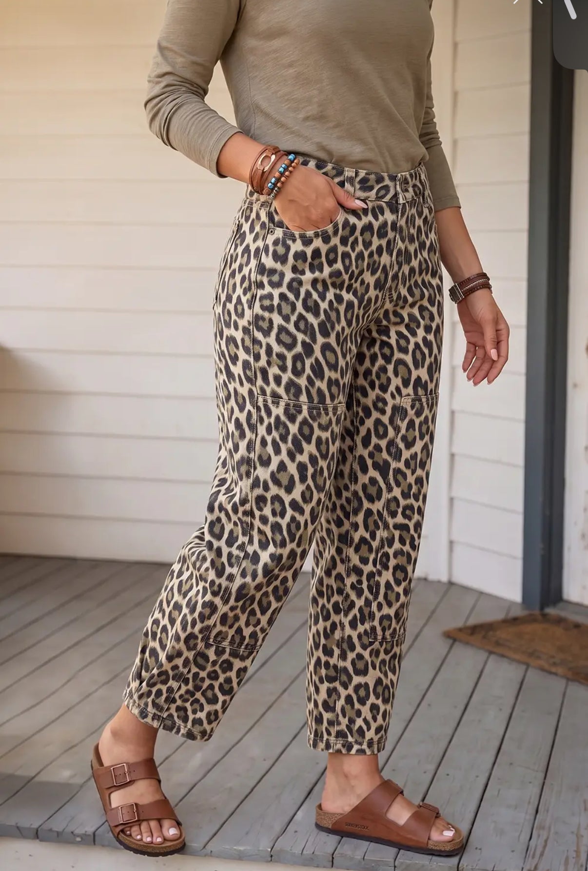 In Rare Form Animal Print Crop Barrel Jeans