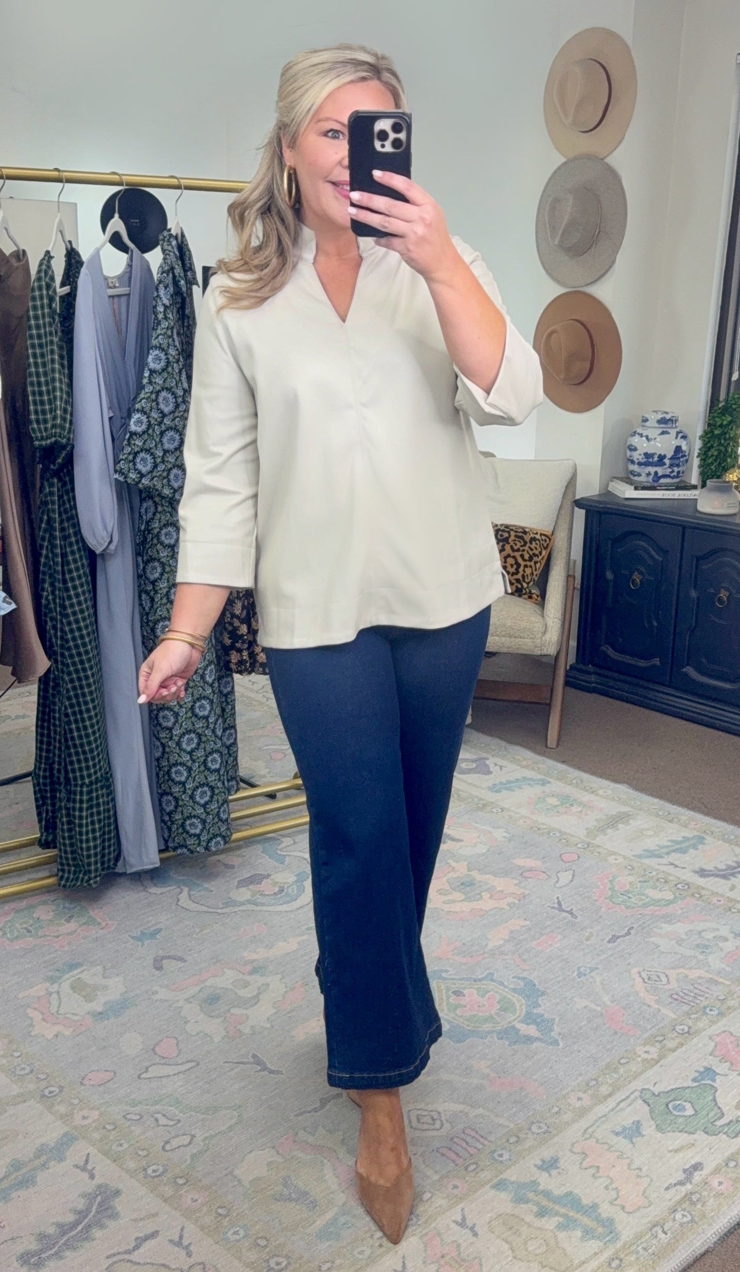 With Distinction Cream Stand Collar Blouse