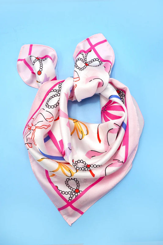 Everything Nice Bow Print Silk Neck Scarf