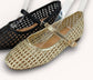 Midas Moment Gold Woven Mary Jane Flats