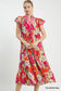 UMGEE: Peony Promenade Floral Print Tiered Midi Dress