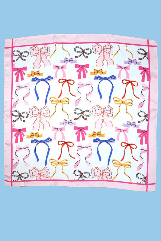 Everything Nice Bow Print Silk Neck Scarf