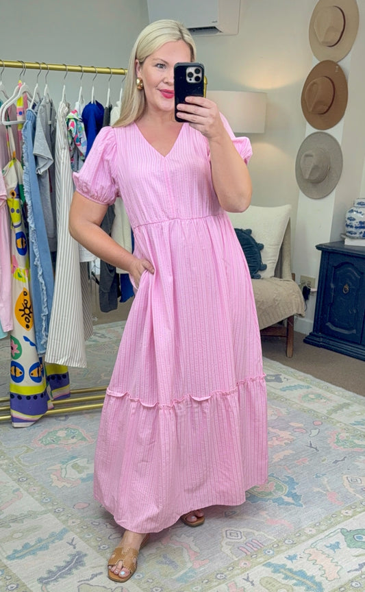 Look My Way Puff Sleeve Maxi Dress