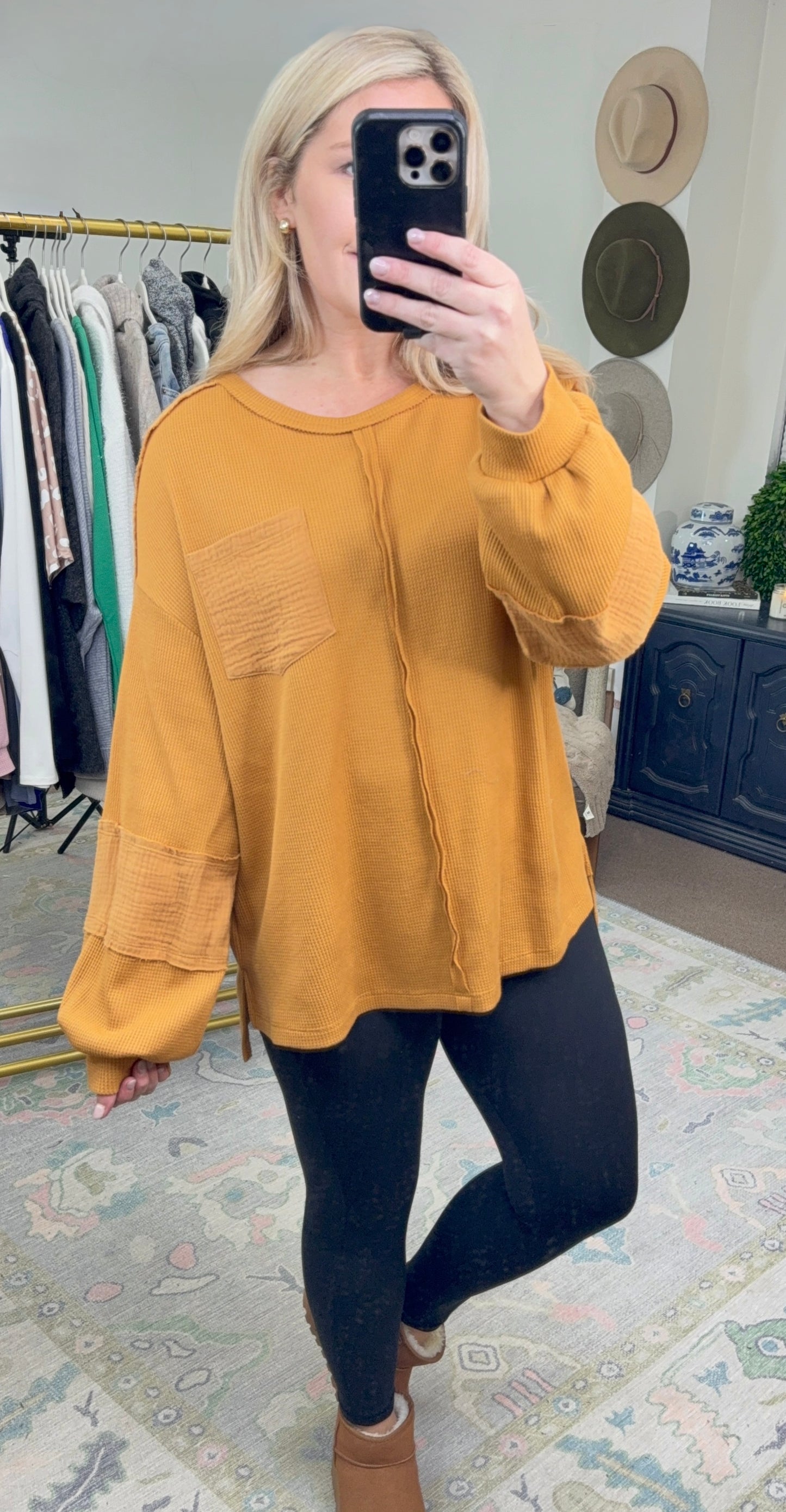 Cool Girl Crinkle Distressed Balloon Sleeve Top