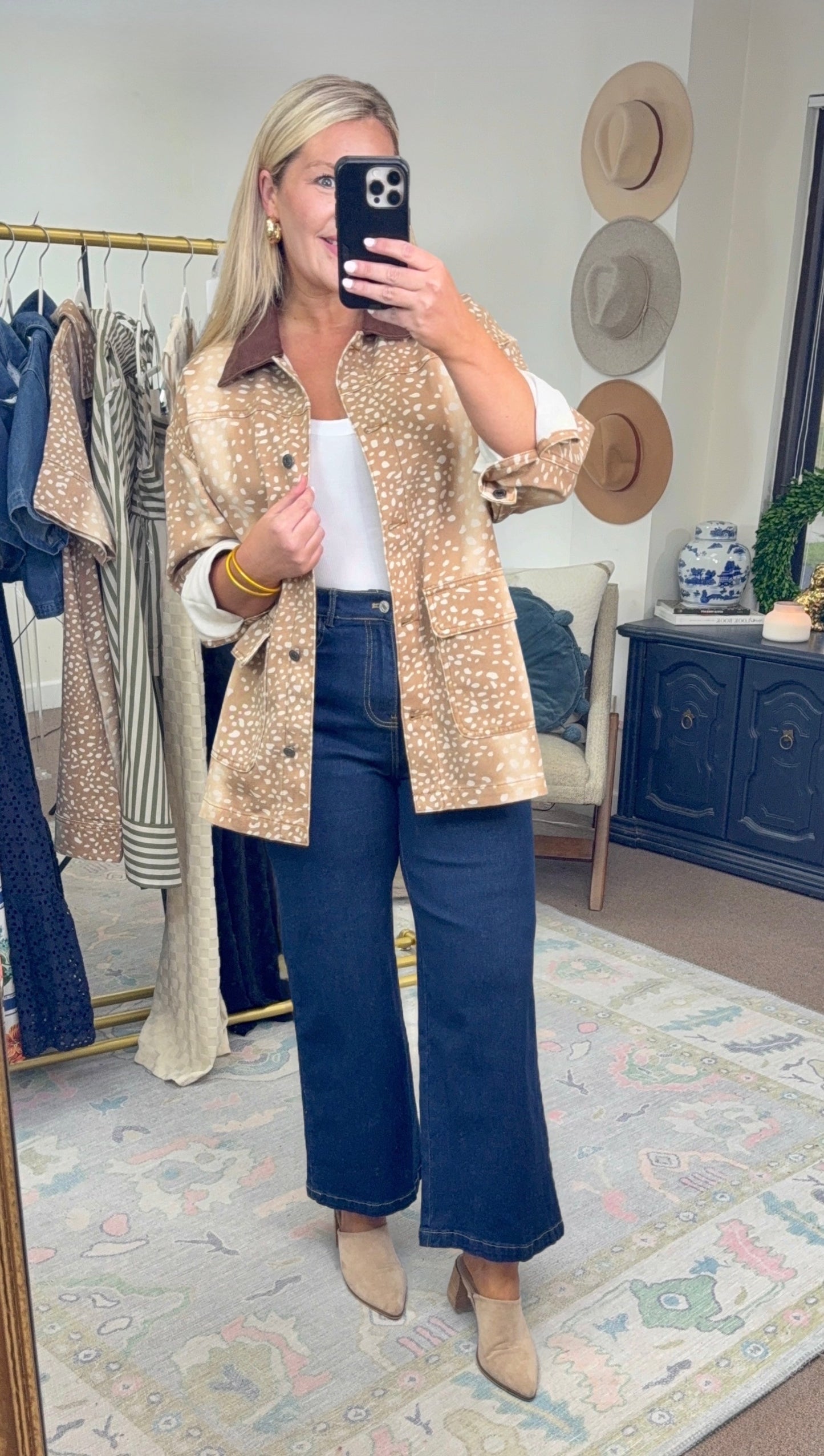 Doe & Behold Fawn Print Barn Jacket