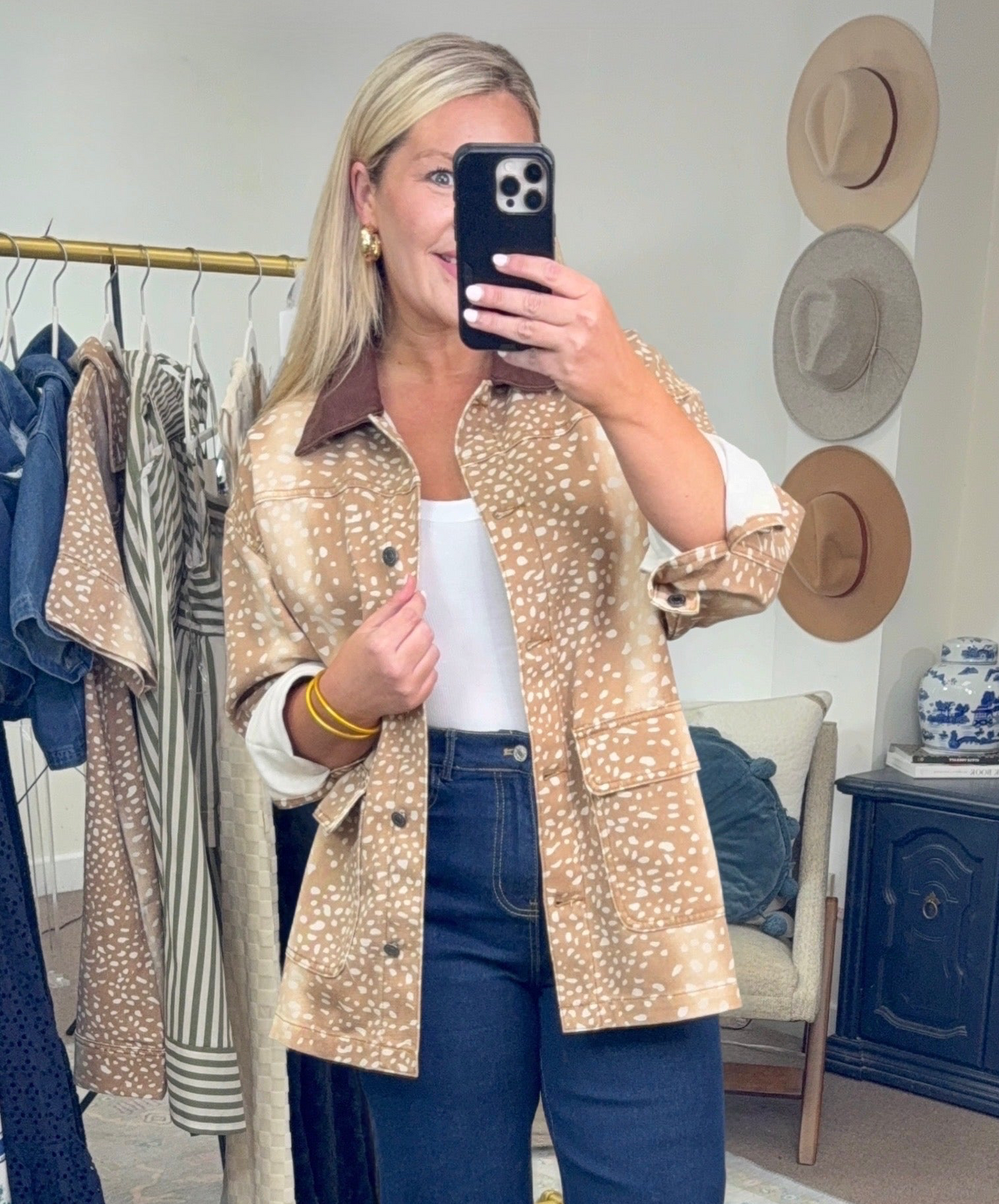 Doe & Behold Fawn Print Barn Jacket