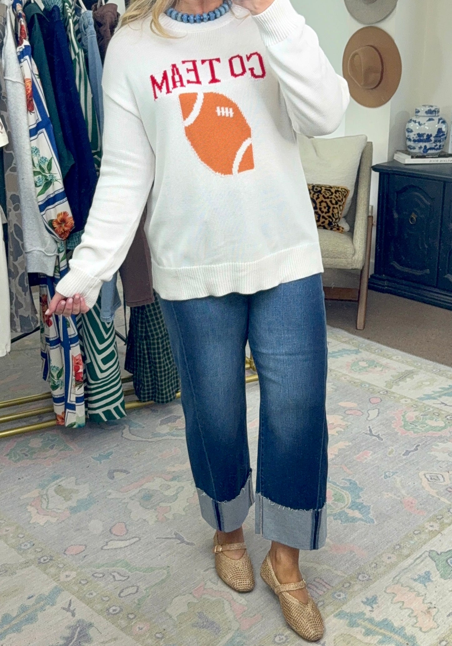 Go Team Football Knit Top