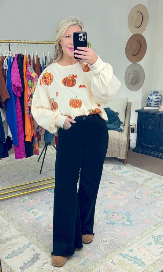 Pick of the Patch Sequin Pumpkin Oversized Pullover