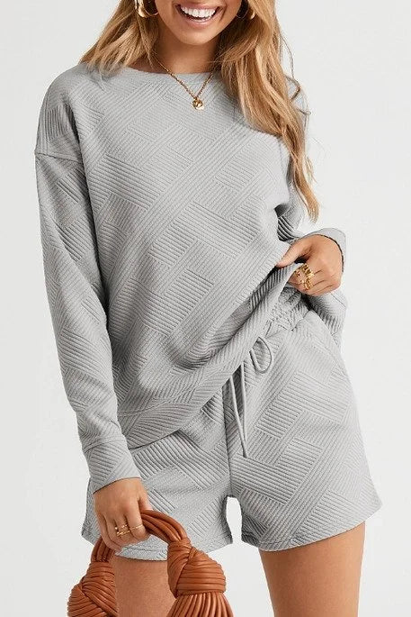**MORE COLORS** Long Sleeve Textured Two Piece Lounge Set