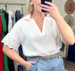 Gauzy Eyelet Split Collar Blouse
