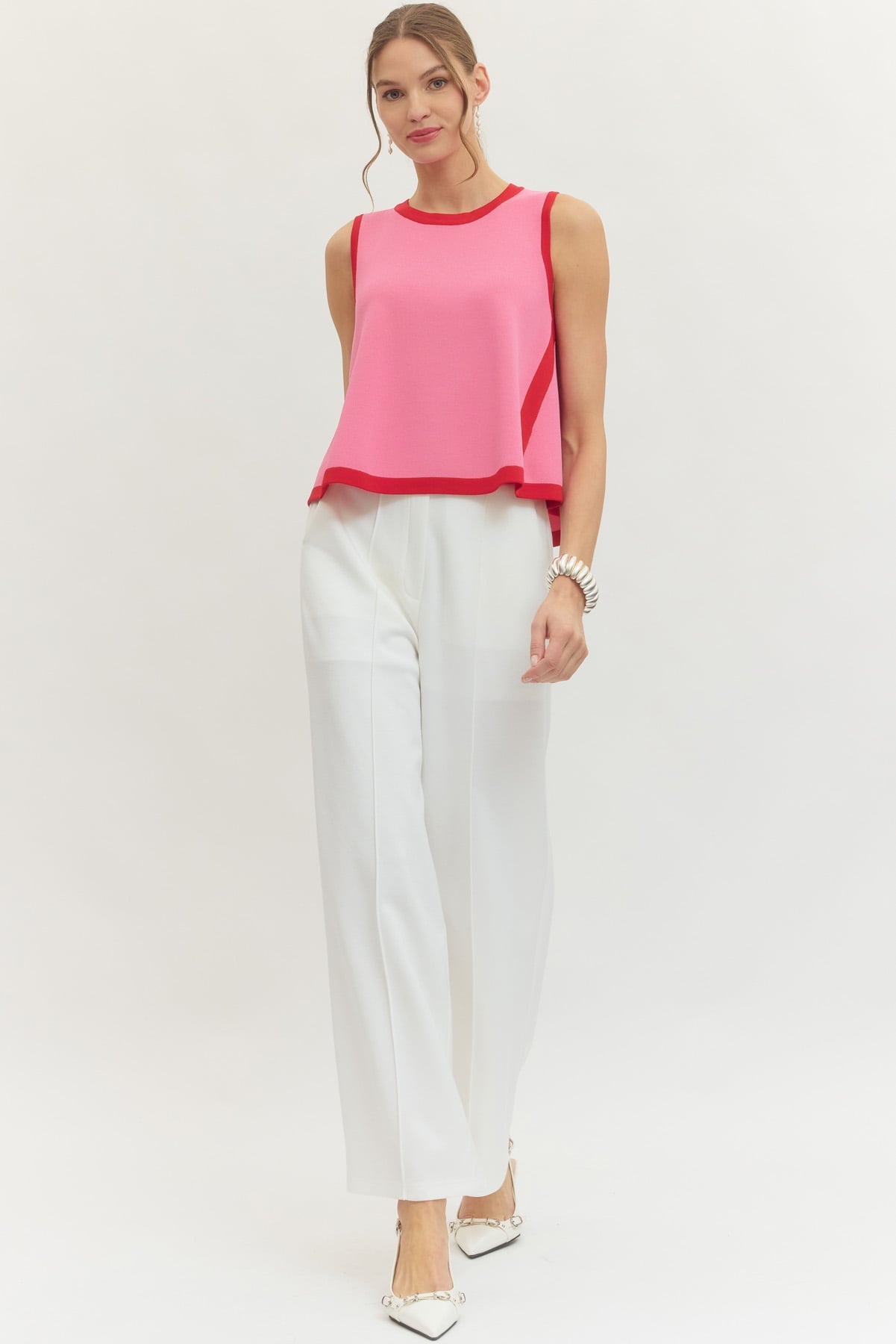 Polished Pop Contrast Swing Top
