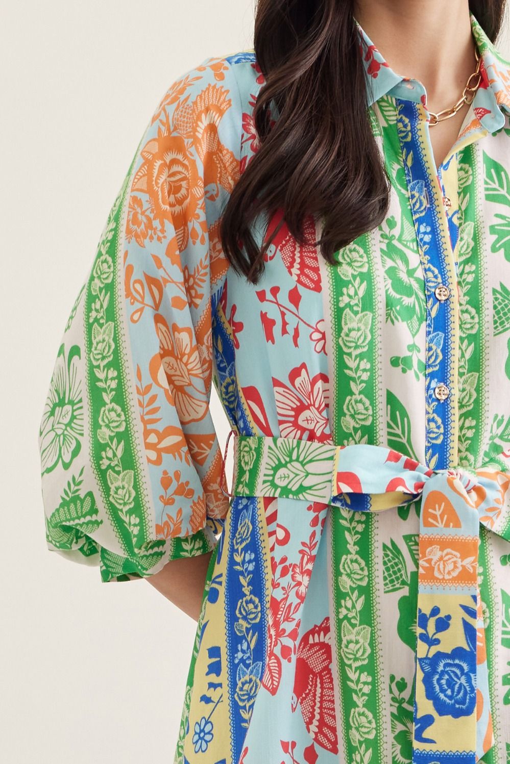 Brightside Botanica Print Belted Dress