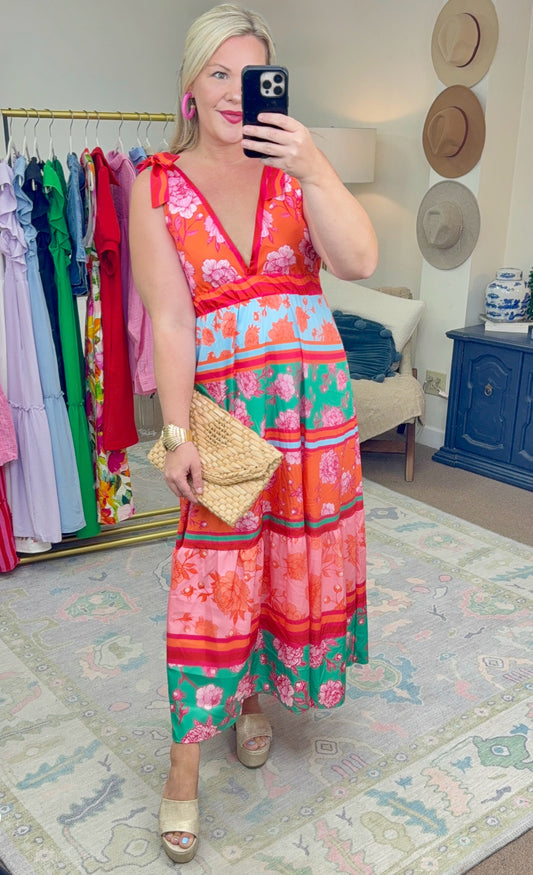 Sunny Day Soiree Print Tiered Dress