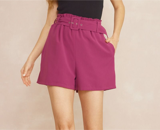Jewel Tone Belted Shorts