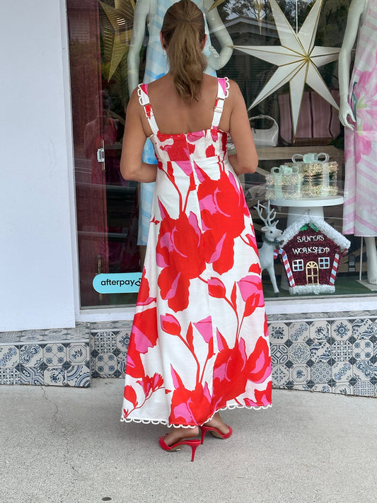 Flower Hour Print Maxi Dress