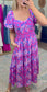 What in Carnation Print Midi Dress