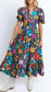 Printed Puff Sleeve Maxi Dress