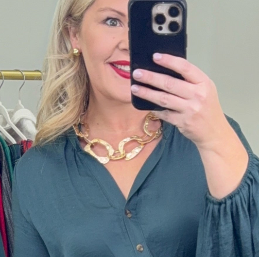 Chain of Command Hammered Link Statement Necklace