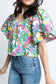 Whimsy Palms Vibrant Square Neck Blouse