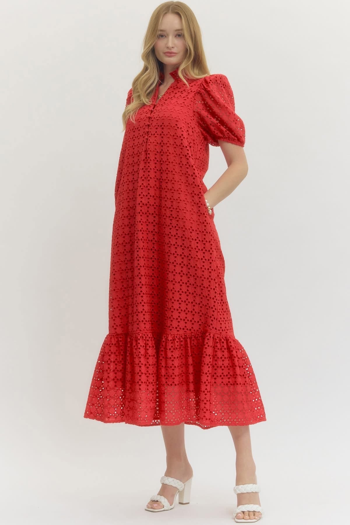 **MORE COLORS** Tea at the Terrace Eyelet Midi Dress