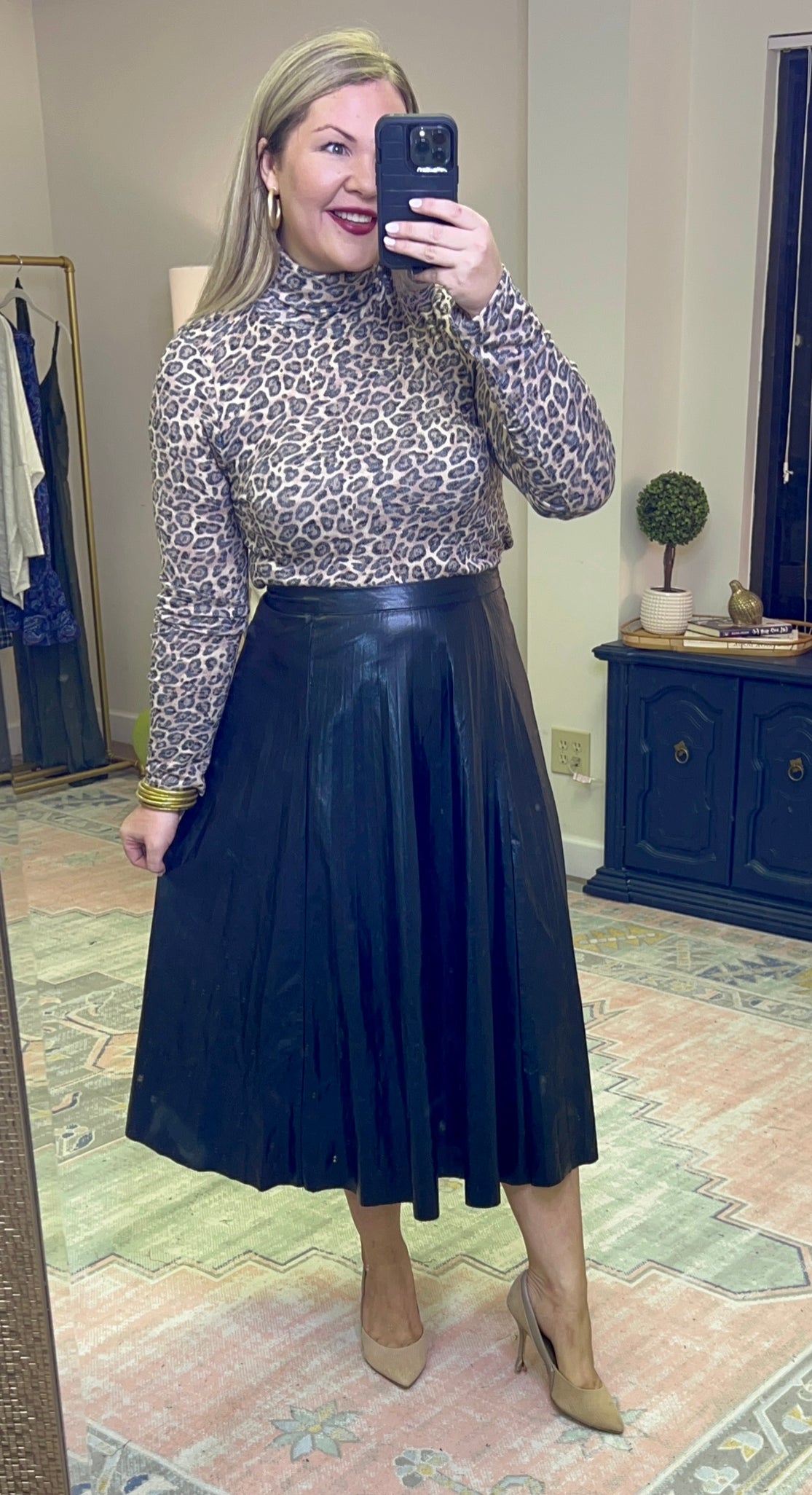 Leopard Print Knit Turtleneck