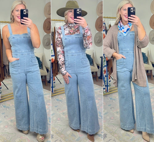 Night in Nashville Wide Leg Denim Jumpsuit