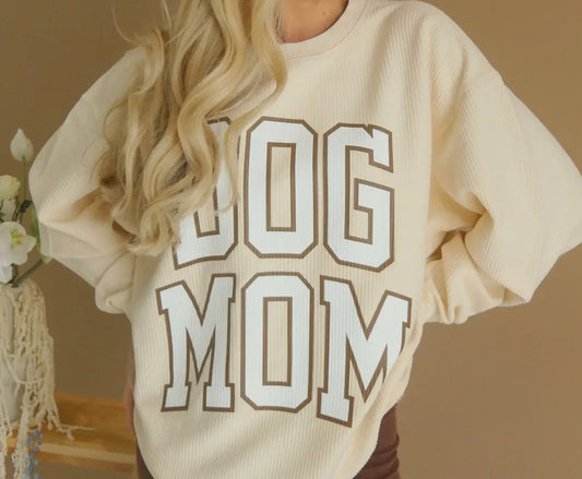 Dog Mom Slouchy Ribbed Pullover Top