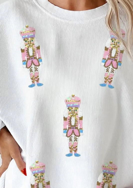 At Attention Sequin Nutcracker Pullover— PREORDER