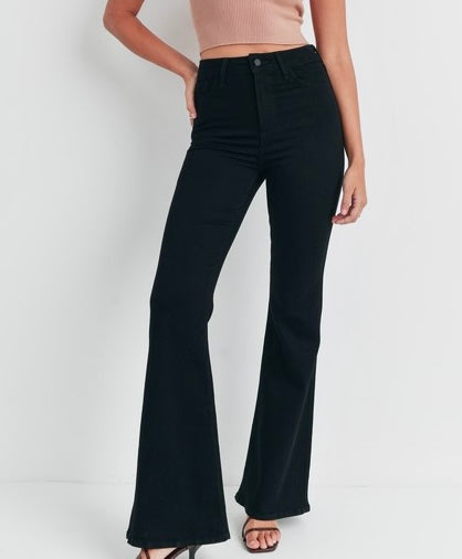 Make My Day Black Flare Jeans
