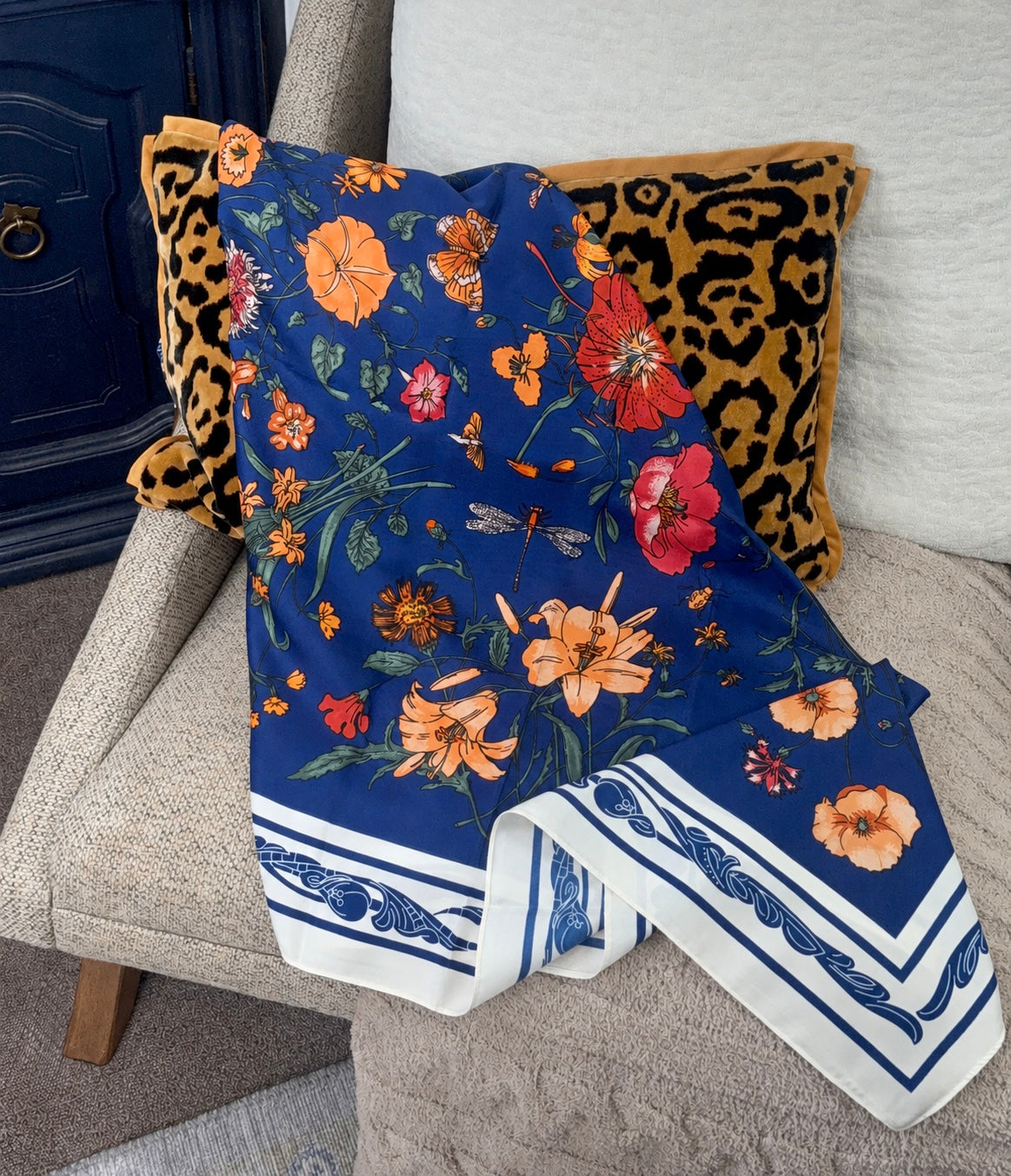 Autumn Affair Floral Print Twill Scarf