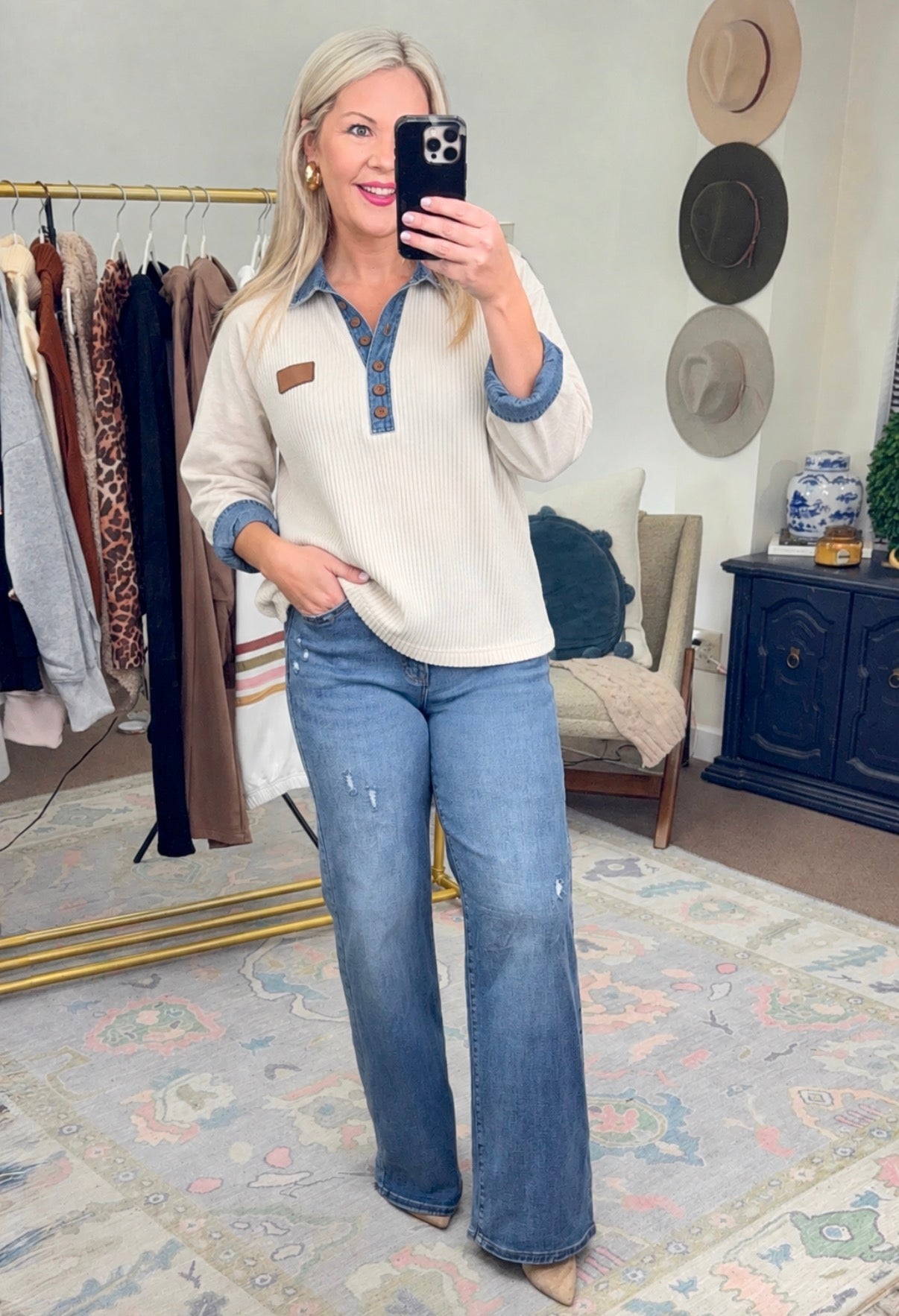 Casually Speaking Ribbed Mix Media Top