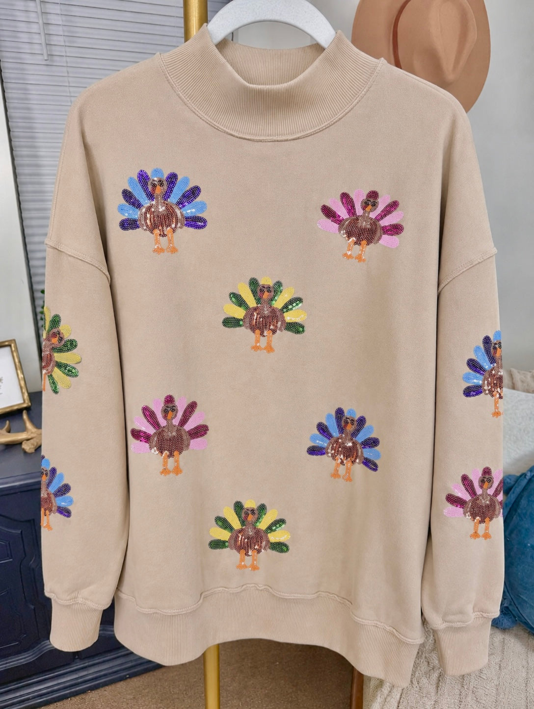 Feast Mode Sequin Turkey Pullover Top