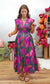 Painted Petals Watercolor Print Midi Dress