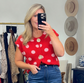 Polka Face Colorblock Dot Knit Top