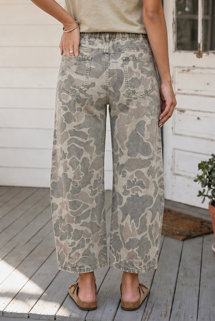 In Plain Sight Camo Crop Barrel Jeans